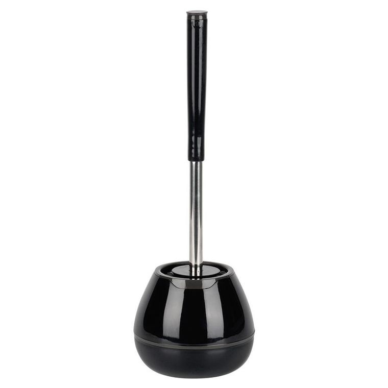 Vilde, szczotka do toalety silikonowa ze stojakiem i szczypcami, czarna, 42 cm