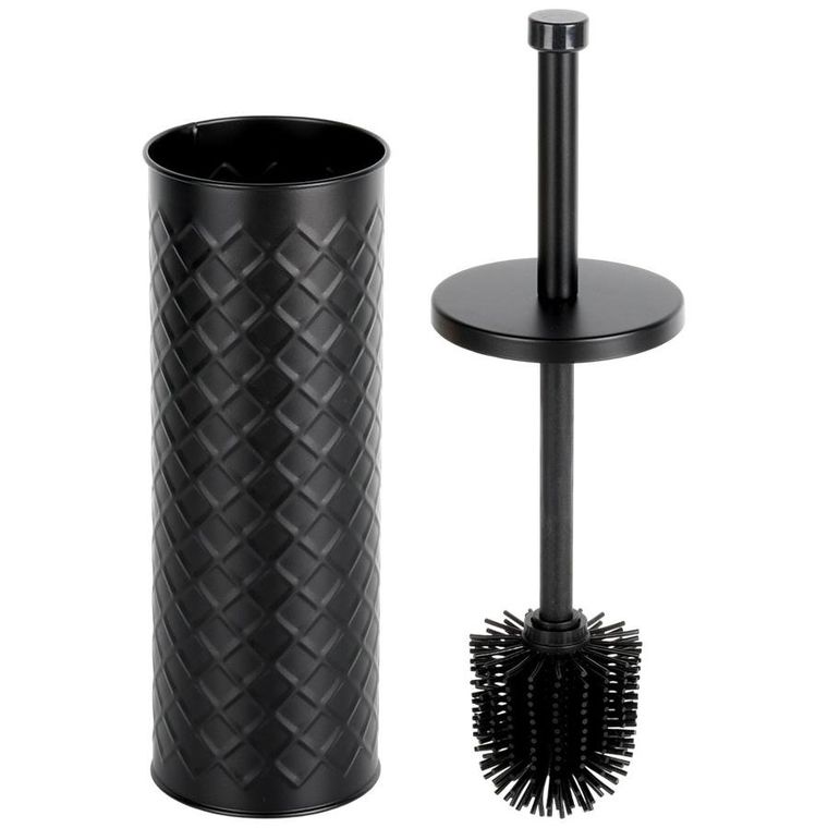 Vilde, szczotka do toalety, silikonowa, ze stojakiem metalowym, czarna, 38-10 cm