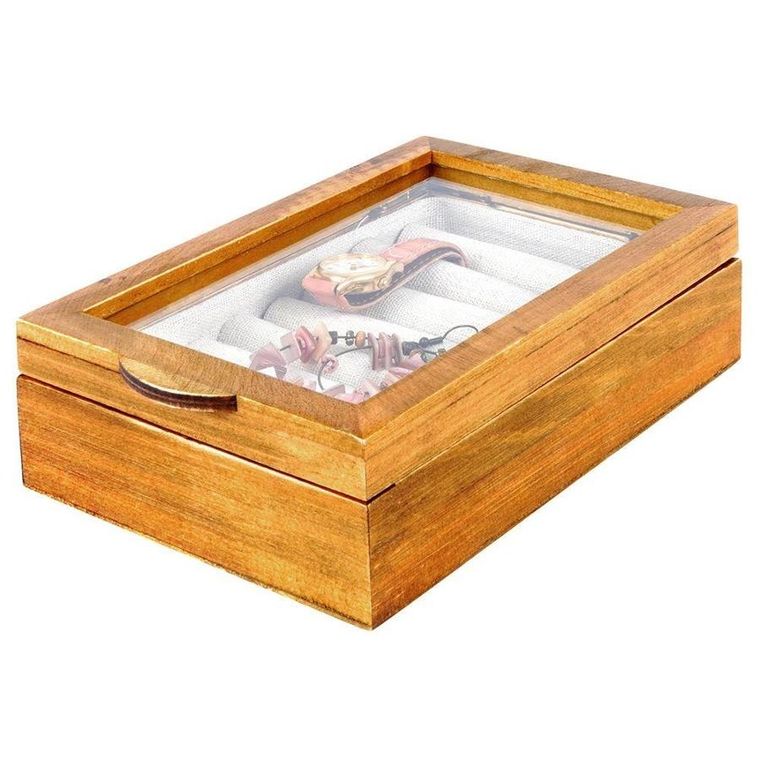Vilde, szkatułka drewniana ze szklaną szybką, 18-12-5 cm