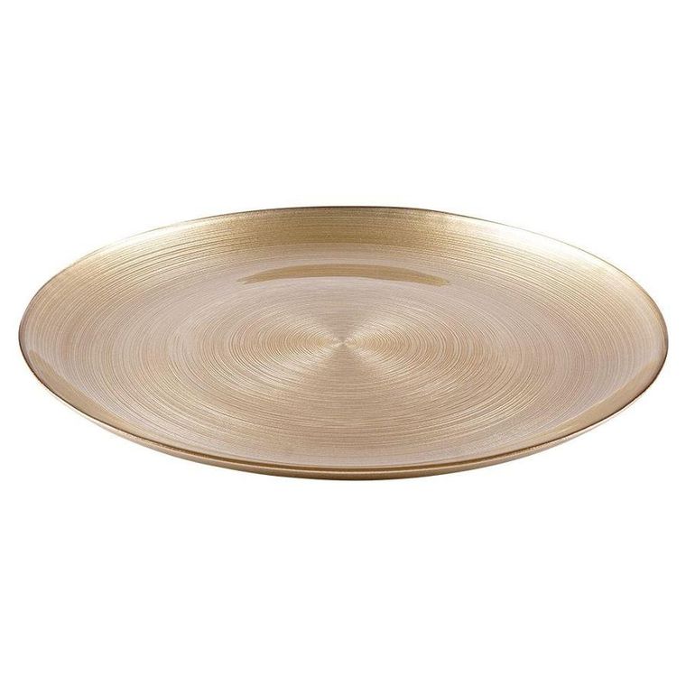 Vilde, talerz obiadowy, płytki duży, szklany, złoty / patera, 32.5 cm