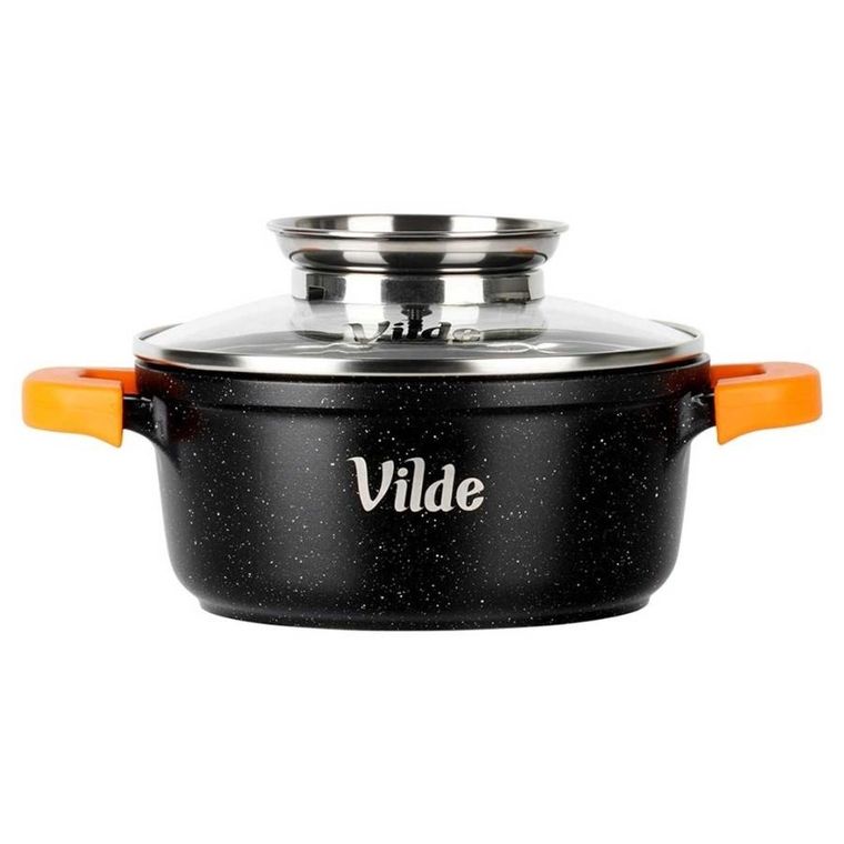 Vilde, Terruna Aroma, garnek ze szklaną pokrywką, granitowy, 16 cm, 1,2l