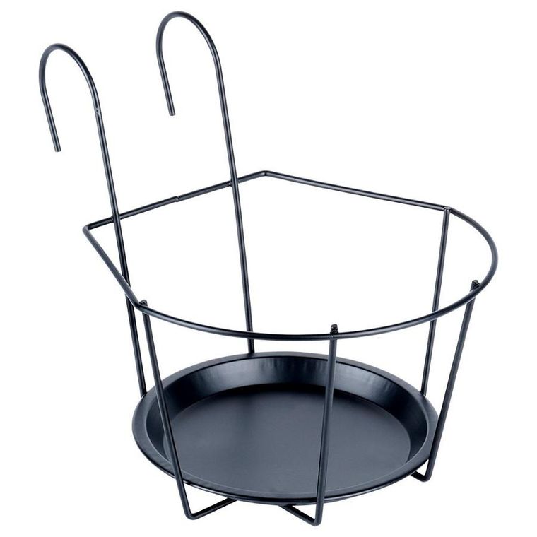 Vilde, uchwyt balkonowy na doniczkę, metalowy, czarny