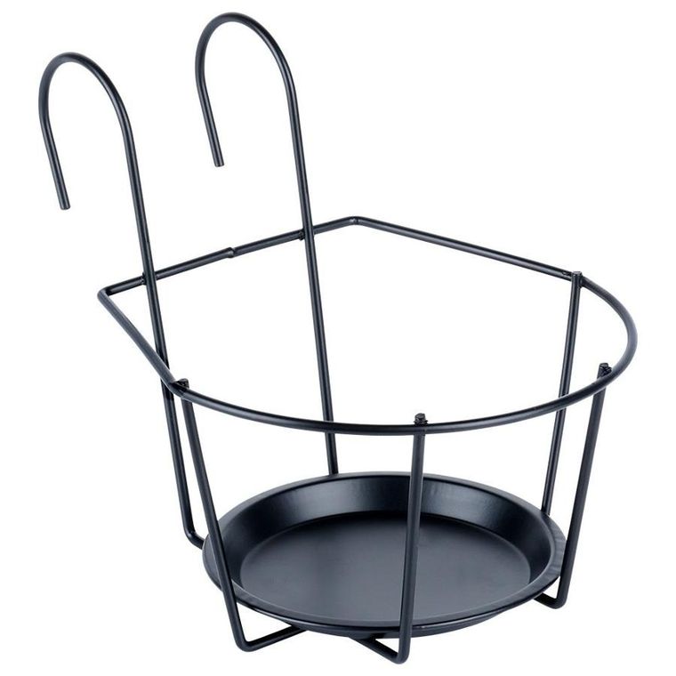 Vilde, uchwyt balkonowy na doniczkę, metalowy, czarny