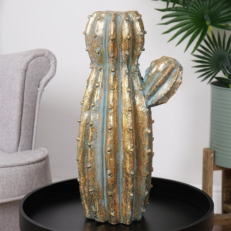 Vilde, wazon na kwiaty złoty kaktus, 41.5 cm