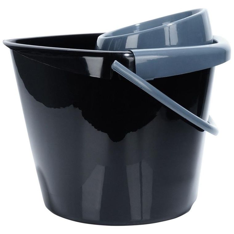 Vilde, wiadro do mopa z wyciskaczem, plastikowe, czarne, 10l