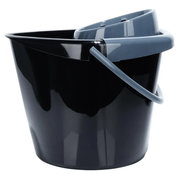 Vilde, wiadro do mopa z wyciskaczem, plastikowe, czarne, 14l