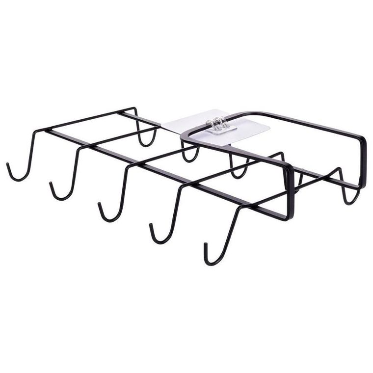 Vilde, wieszak na kubki, metalowy, czarny