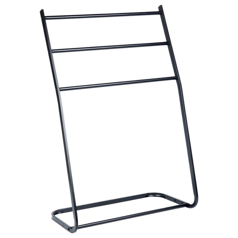 Vilde, wieszak na ręczniki stojący, metalowy, czarny