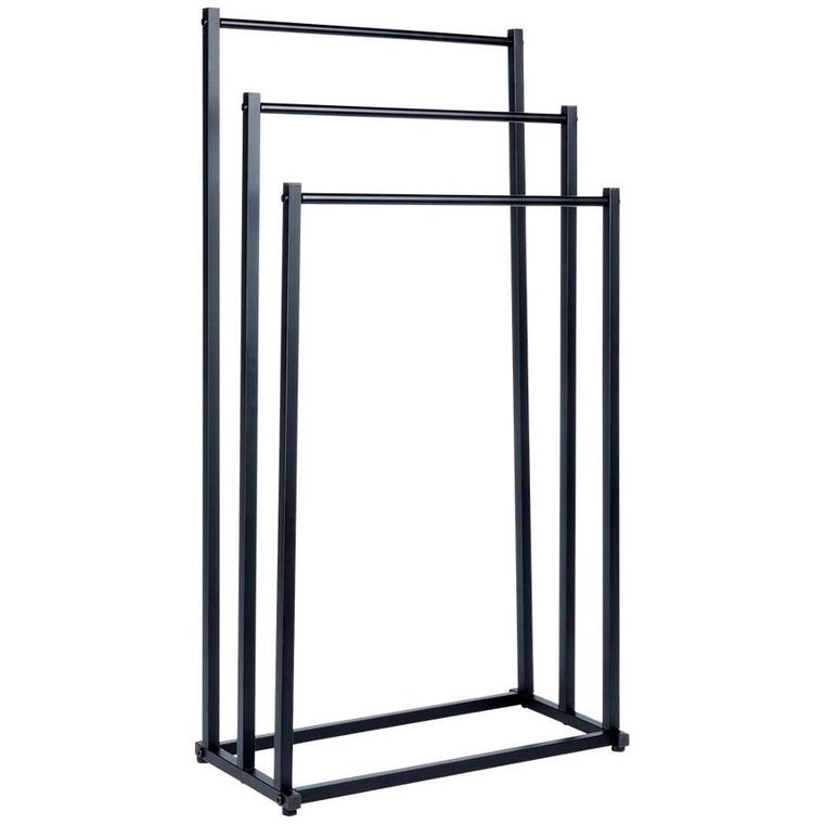 Vilde, wieszak na ręczniki stojący, metalowy, czarny