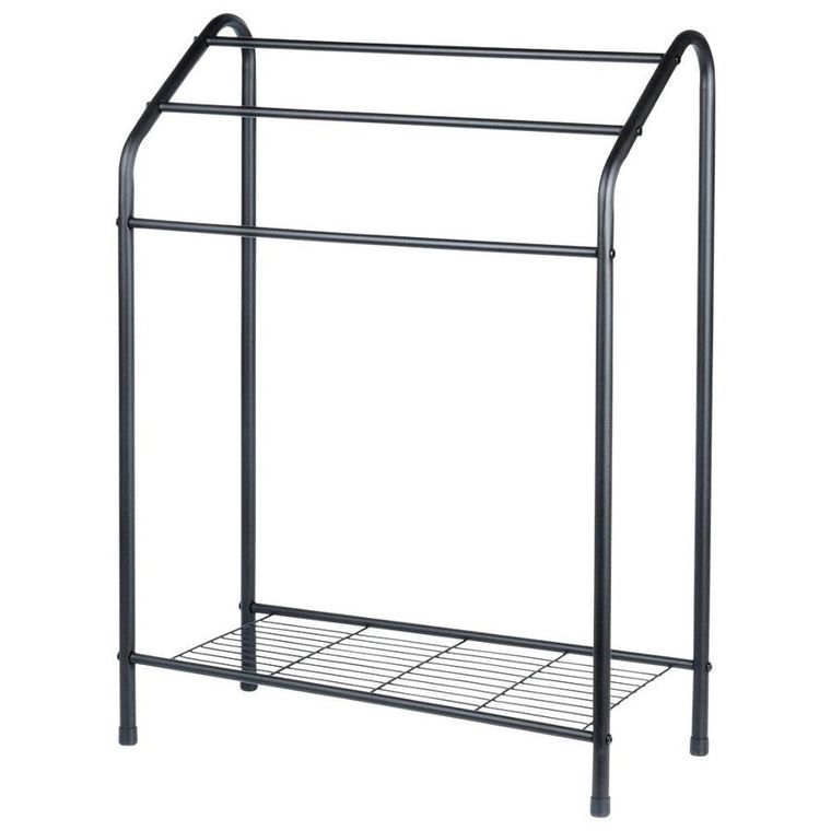 Vilde, wieszak na ręczniki stojący, metalowy, czarny