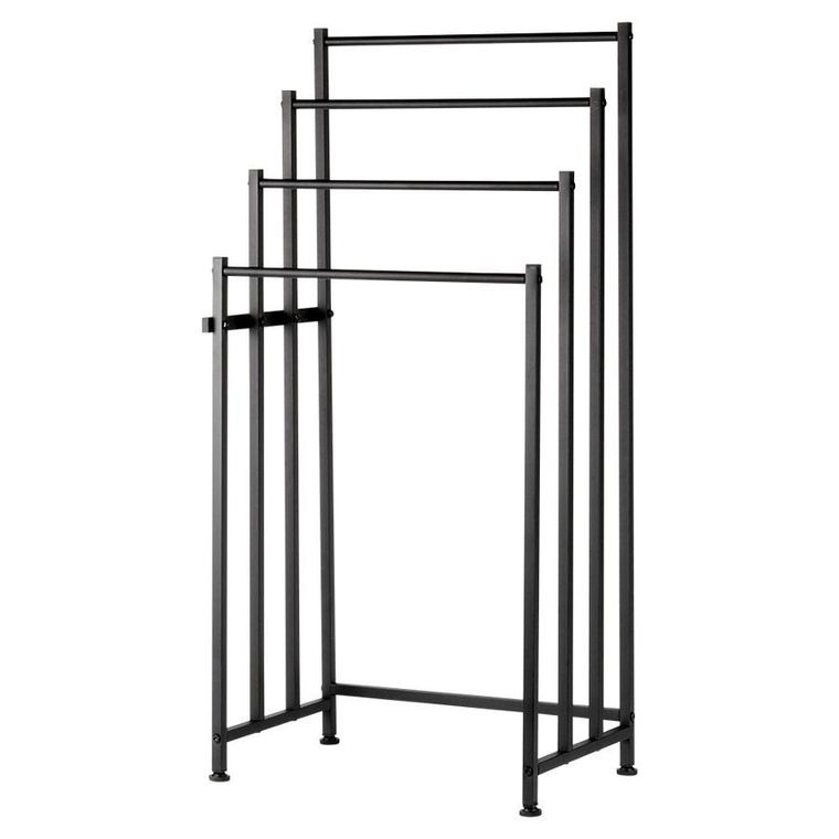 Vilde, wieszak na ręczniki stojący, metalowy, czarny