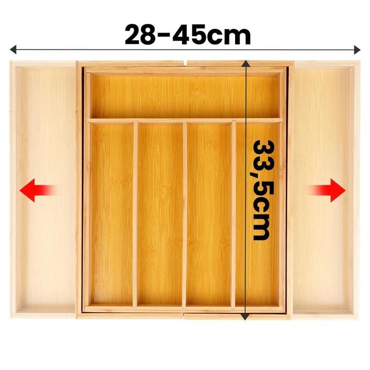 Vilde, wkład na sztućce do szuflady, rozsuwany, bambusowy, 35,5-54,5-45,5 cm