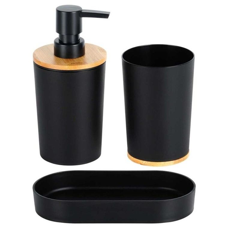Vilde, zestaw łazienkowy, czarny, 3 el.