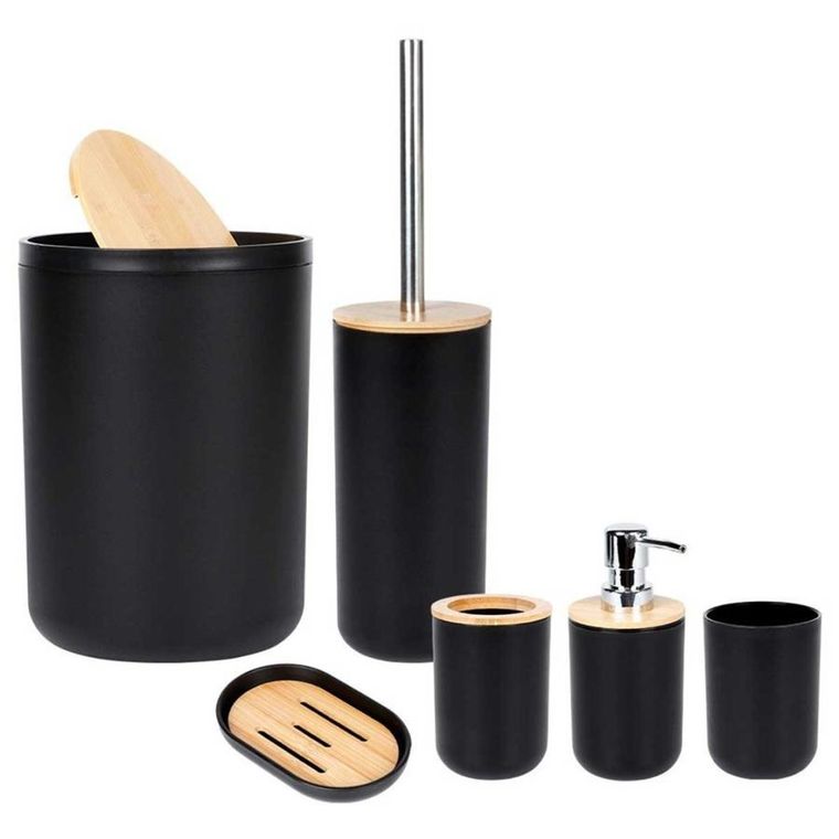 Vilde, zestaw łazienkowy, czarny, 6 elementów