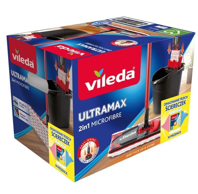 Vileda, mop Ultramax box + ściereczki, 3 szt.