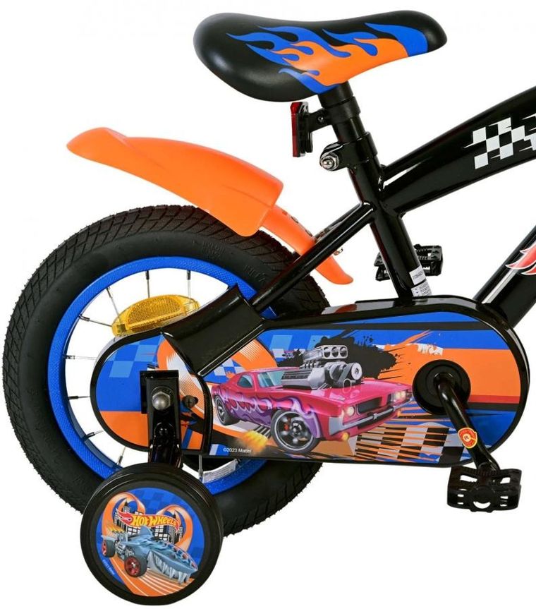 Volare, Hot Wheels, rower, czarno-niebieski, 12"