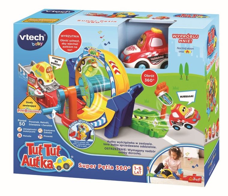 Vtech, Tut Tut Autka, Diabelska Pętla 360°, zestaw z pojazdem