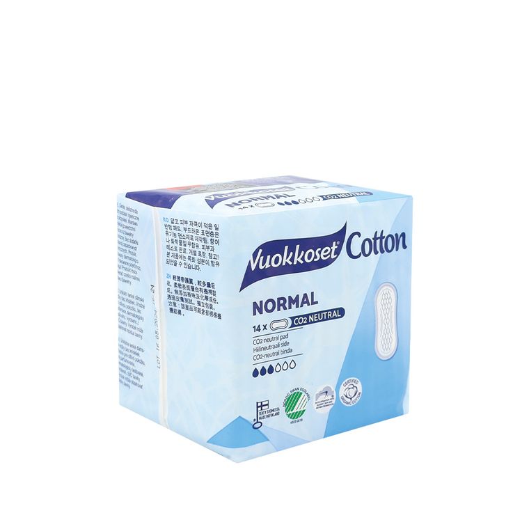 Vuokkoset, Cotton, podpaski bez skrzydełek, Normal Sensitive, 14 szt.