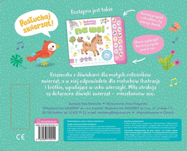 W zoo. Posłuchaj zwierząt. Książeczka z dźwiękami