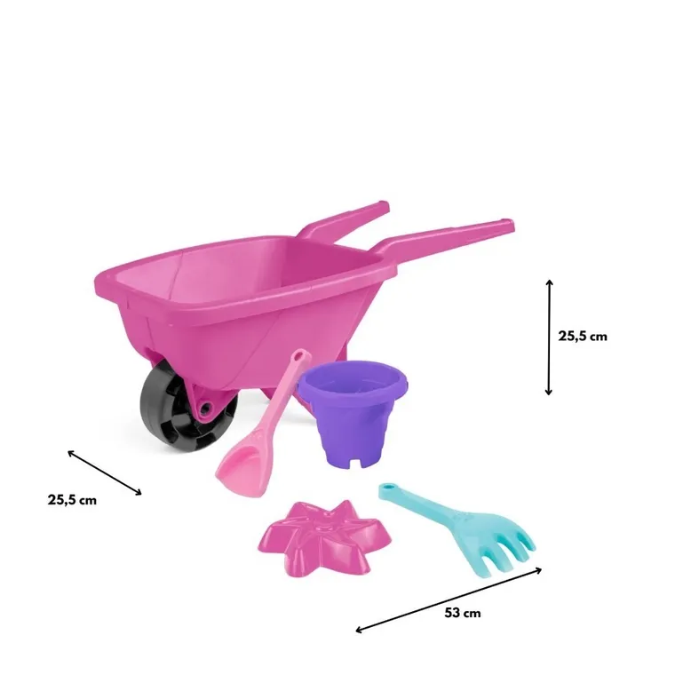 Wader, Happy Summer, taczka z kompletem do piasku, różowa