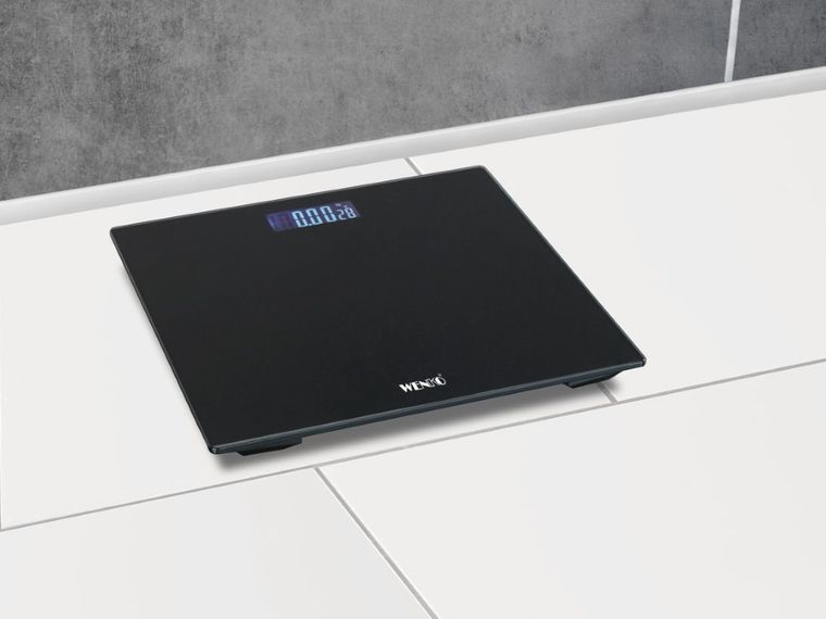 Waga łazienkowa led, 28-28 cm, czarna