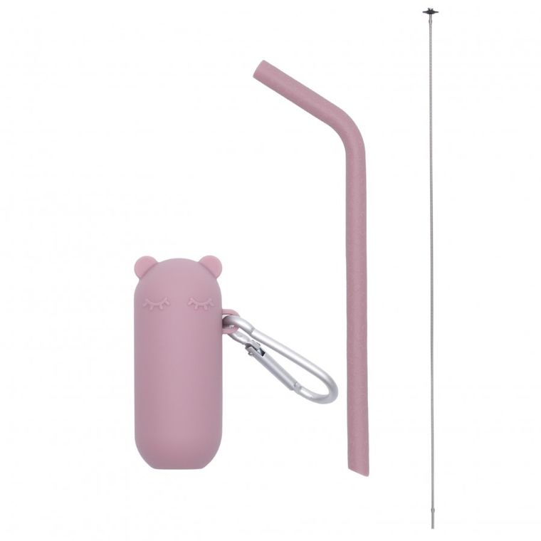 We Might Be Tiny, silikonowa słomka w etui, Dusty Rose