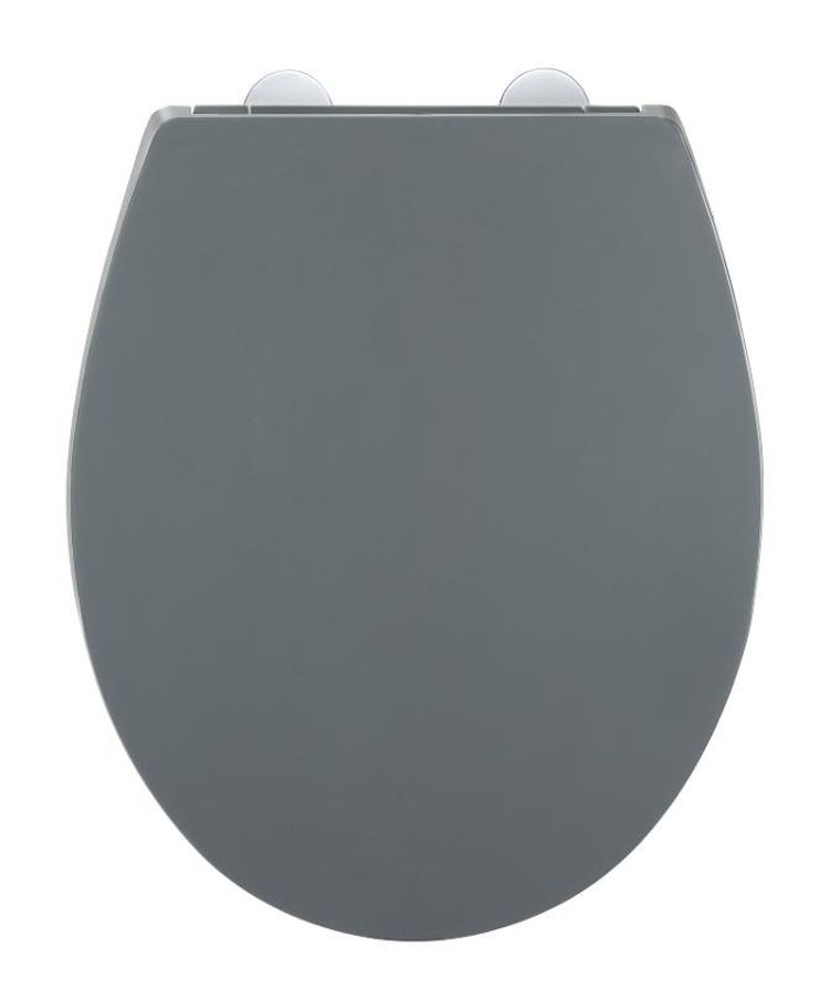 Wenko, deska sedesowa z odbojnikiem ściennym, szara, 37-44,5 cm