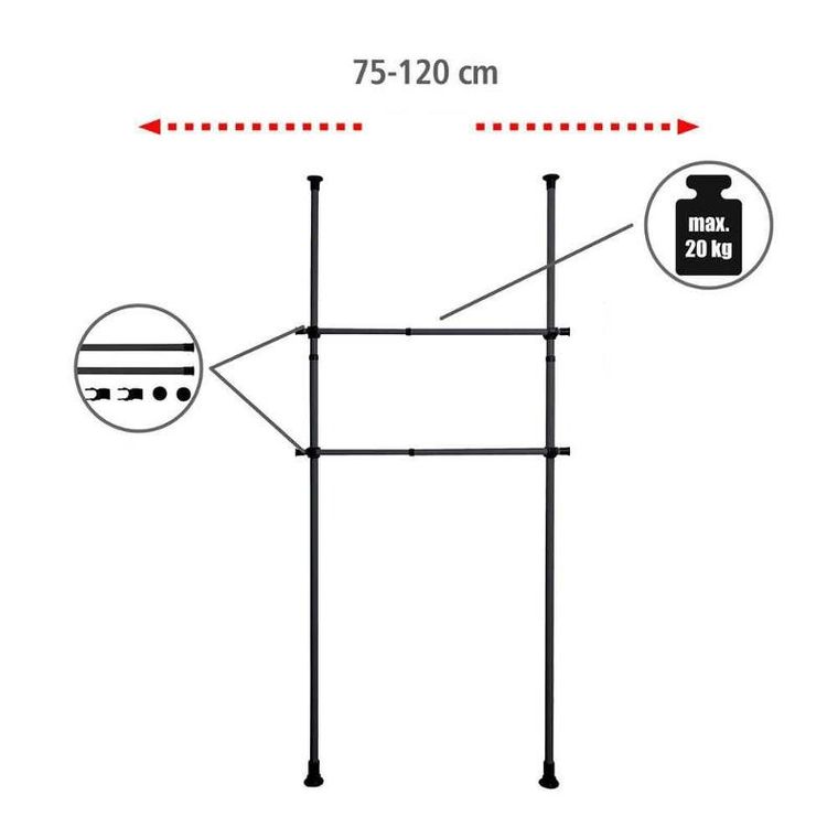 Wenko, drążek do ubrań, Herkules, 2 szt., 75-120 cm