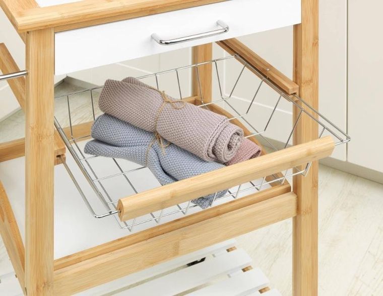 Wenko, Finja, wózek kuchenny na kółkach, drewno bambusowe, MDF