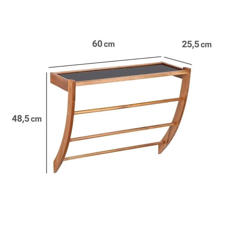 Wenko, Fondi, drewniana półka łazienkowa z drążkiem