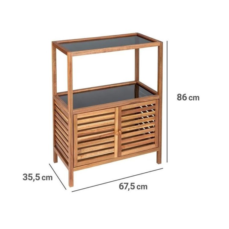 Wenko, Fondi, regał łazienkowy z szafką z drewna akacji, 86 cm