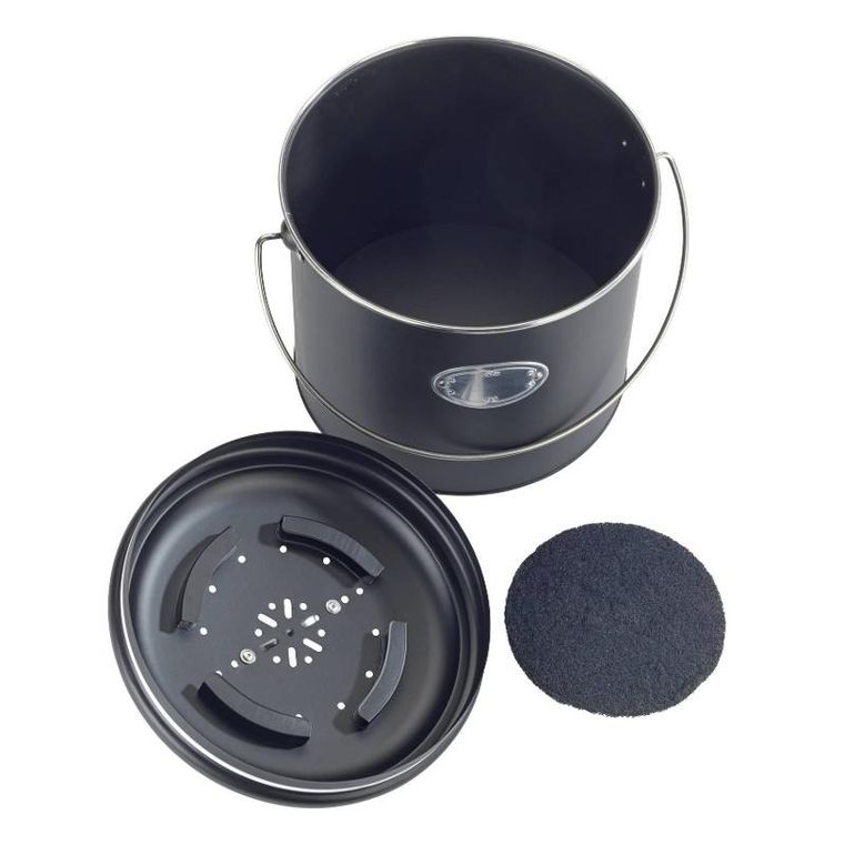 Wenko, kosz na kompost, 3 wymienne filtry neutralizujące zapachy, 6l, Nero