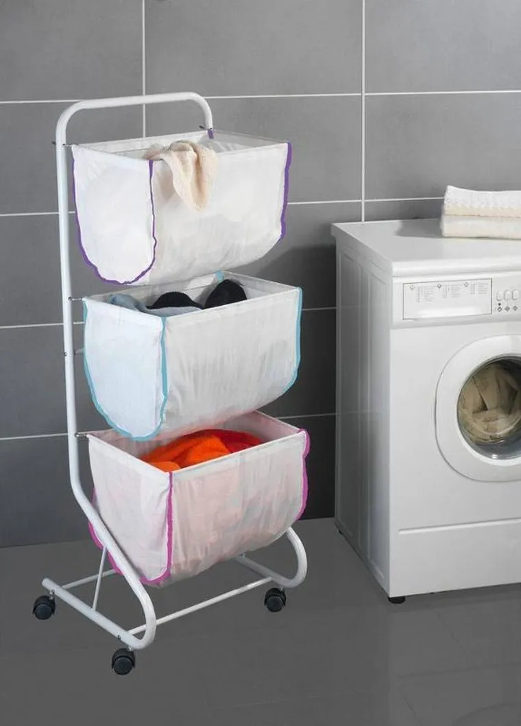 Wenko, kosz na pranie, Escala, wózek, 3 poziomy
