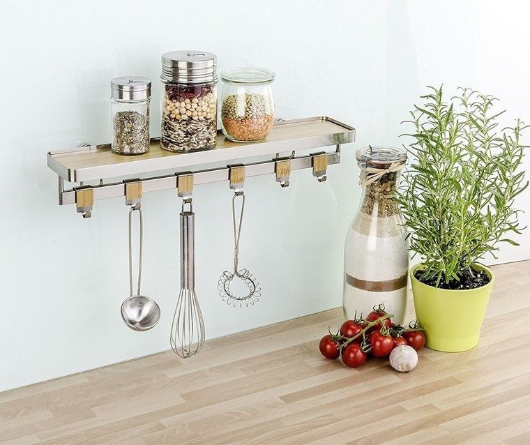 Wenko, półka kuchenna na przyprawy z relingiem, Bomboo Premium