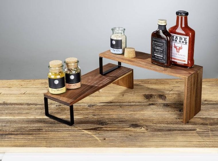 Wenko, półka kuchenna narożna, drewno akacjowe, Vali