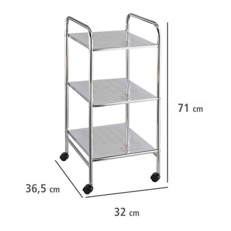 Wenko, regał łazienkowy na kółkach z trzema półkami, stal, 32-71-36.5 cm