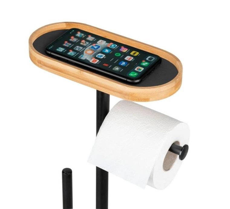 Wenko, Rivalta, stojak na papier toaletowy i szczotkę wc z półką na telefon, 4w1
