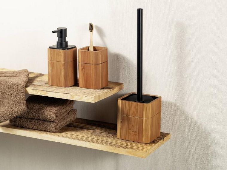 Wenko, Serro, szczotka WC z pojemnikiem z twardego bambusa