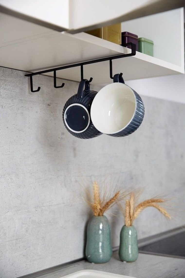 Wenko, uchwyt na kubki do szafki, 4 haczyki, czarny