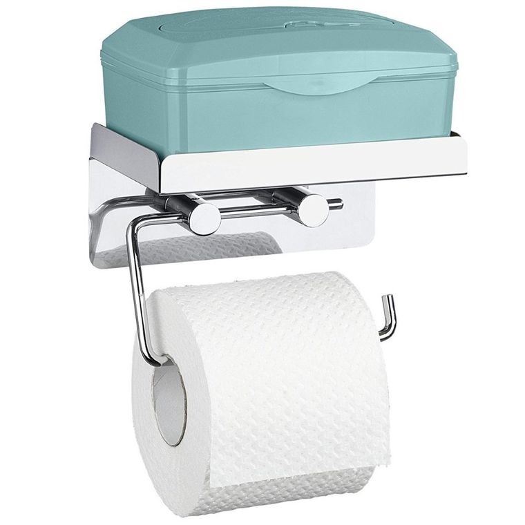 Wenko, uchwyt na papier toaletowy z półką na chusteczki higieniczne, 2w1