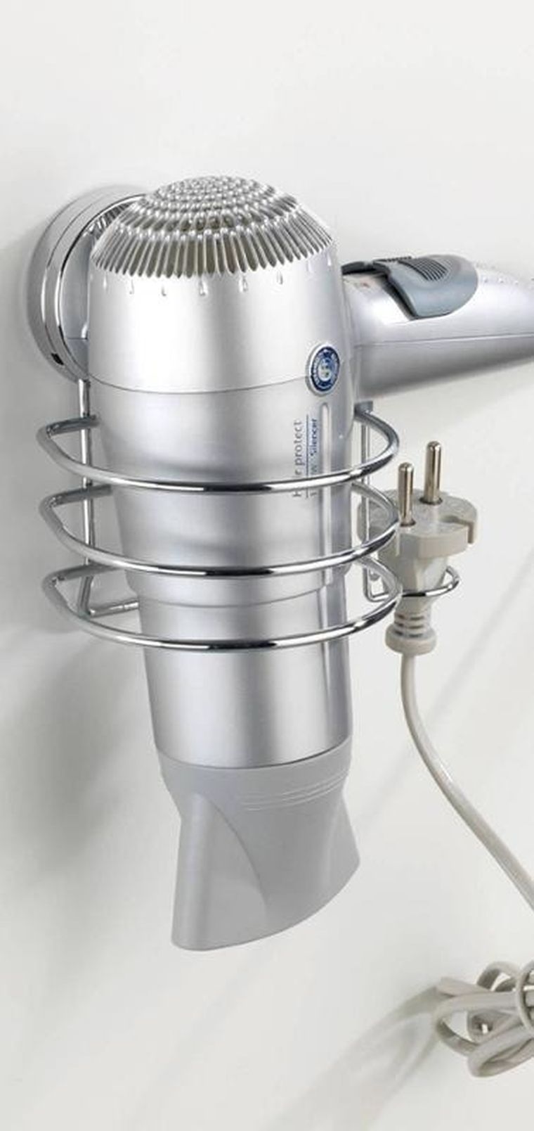 Wenko, uchwyt na suszarkę do włosów Osimo Static-Loc, stal chromowana