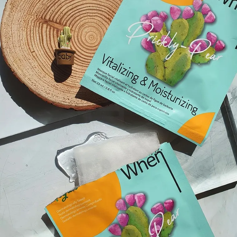 When, Simply, Vegan, maseczka na twarz w płacie witalizująco-nawilżająca, prickly pear, 23 ml