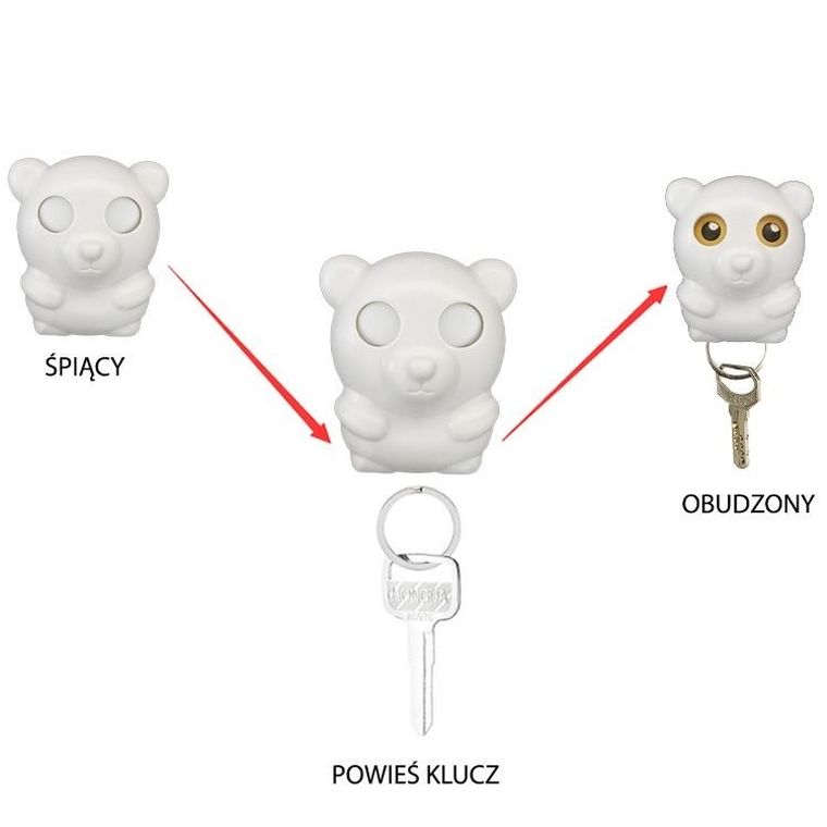 Wieszak na klucze, miś, biały