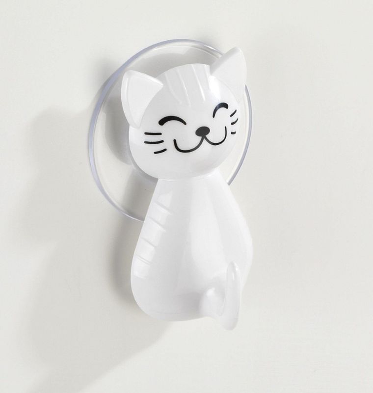 Wieszak na ręcznik na przyssawki, cat, biały