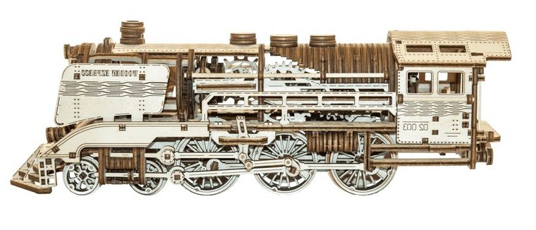 Wooden City, Lokomotywa i tory kolejowe, drewniane puzzle 3D
