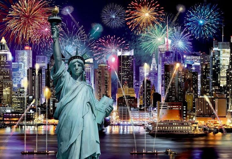 Wooden.City, Nowy Jork nocą, rozmiar XL, drewniane puzzle z figurkami, 1000 elementów