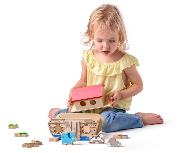 Woodyland, drewniana Arka Noego z figurkami zwierząt