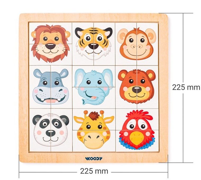 Woodyland, drewniana układanka, zwierzęta egzotyczne