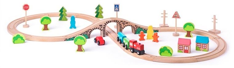 Woodyland, kolejka drewniana z figurkami, 40 elementów