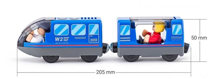 Woodyland, lokomotywa z figurkami, niebieska